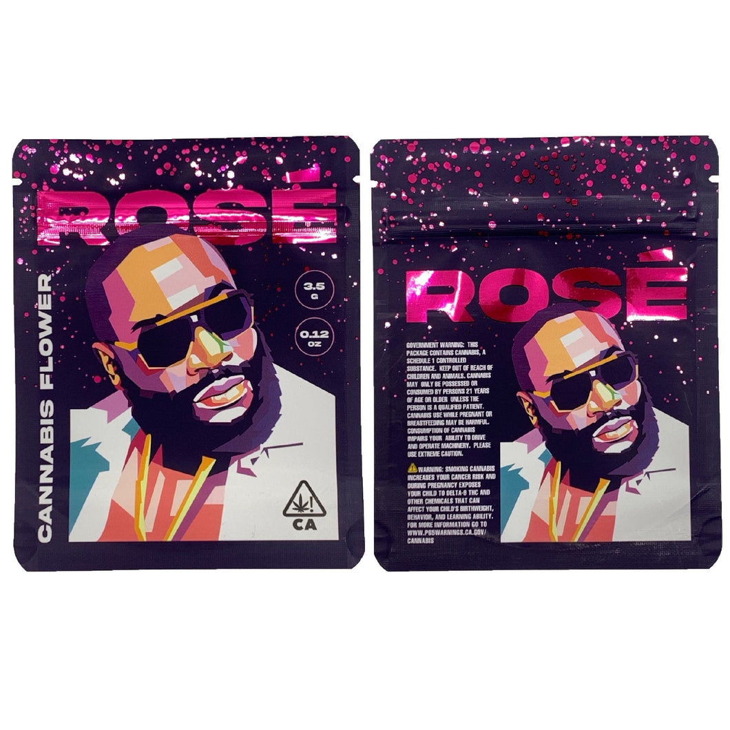 ROSE | 3.5g Mylar Bags | Resealable 8th Barrier Bag Packaging 3.5 Gram