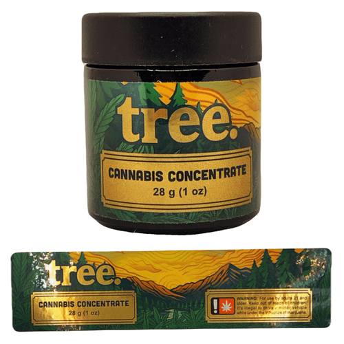 TREE | 28g Concentrate Container | Black | Child Resistant Glass Jar | 3oz