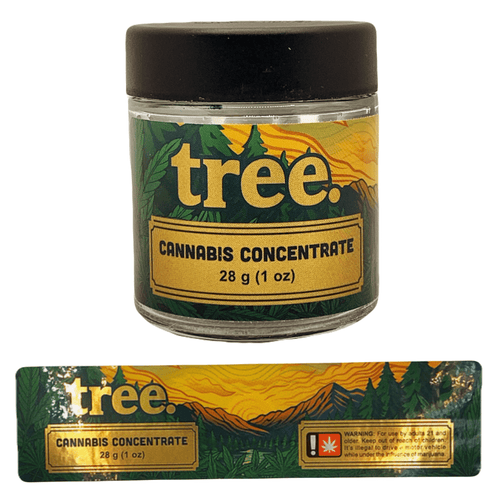 TREE | 28g Concentrate Container | Clear | Child Resistant Glass Jar | 3oz