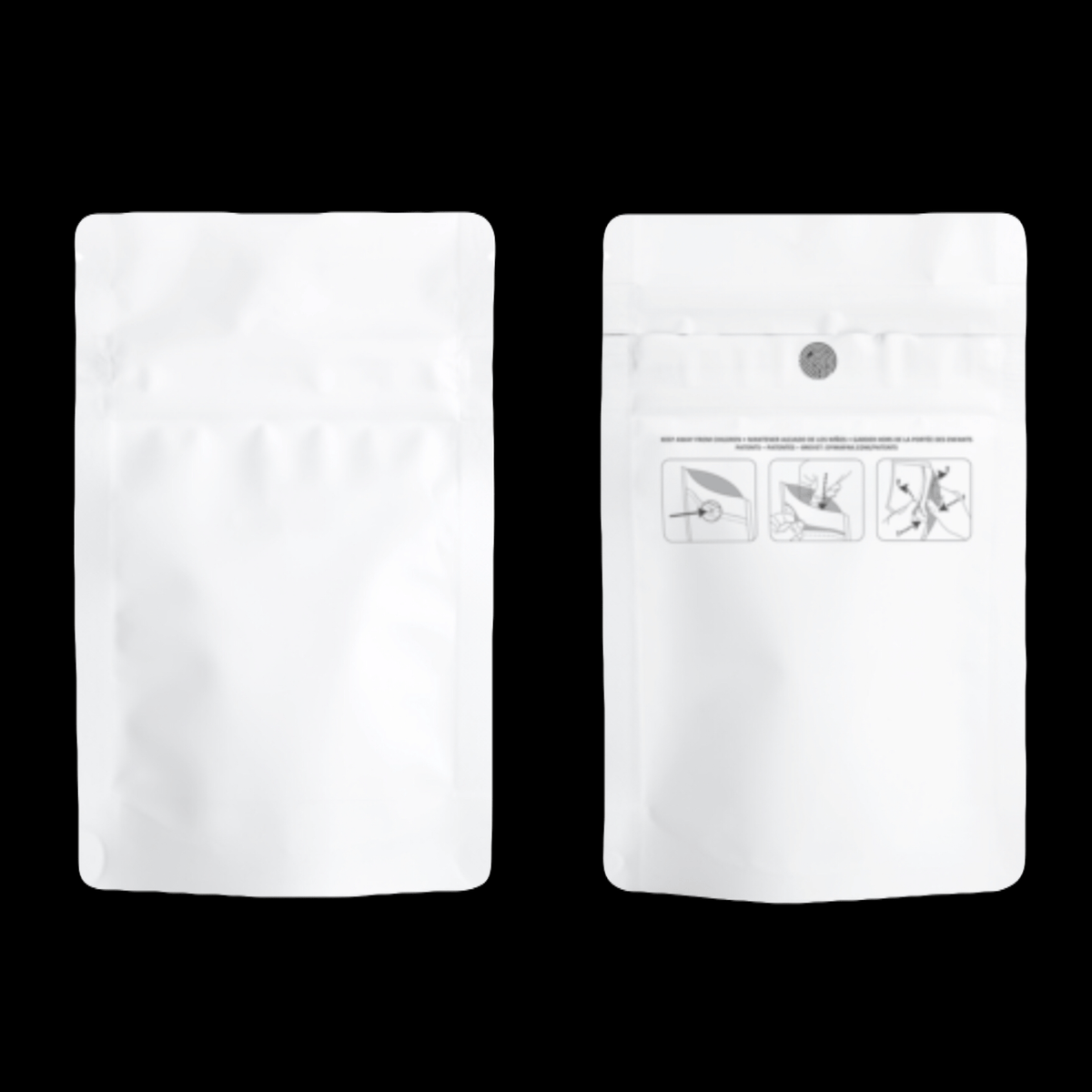 3.5g Mylar Bags | CR Resealable 8th Bag Packaging | WHITE