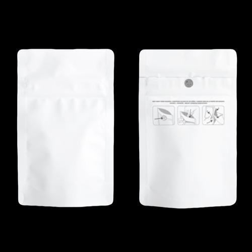 WHITE | 3.5g Mylar Bags | Resealable Child Resistant 8th Barrier Bag Packaging 3.5 Gram