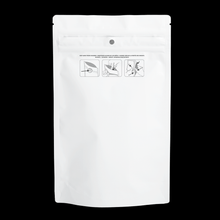 Load image into Gallery viewer, WHITE/CLEAR | 28g Mylar Bags | Child Resistant | Resealable oz. Barrier Bag Packaging 28 Gram