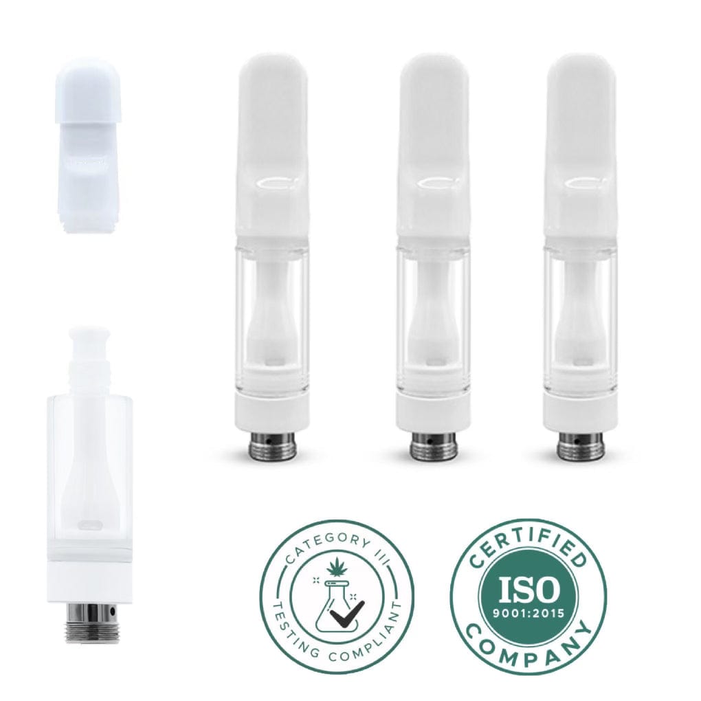 WHITE | Locking Tip | Full Ceramic Glass Cartridge | .5mL 510 Thread | Creative Labz: Packaging Solutions WHITE | Locking Tip | Full Ceramic Glass Cartridge | .5mL 510 Thread | Creative Labz: Packaging Solutions