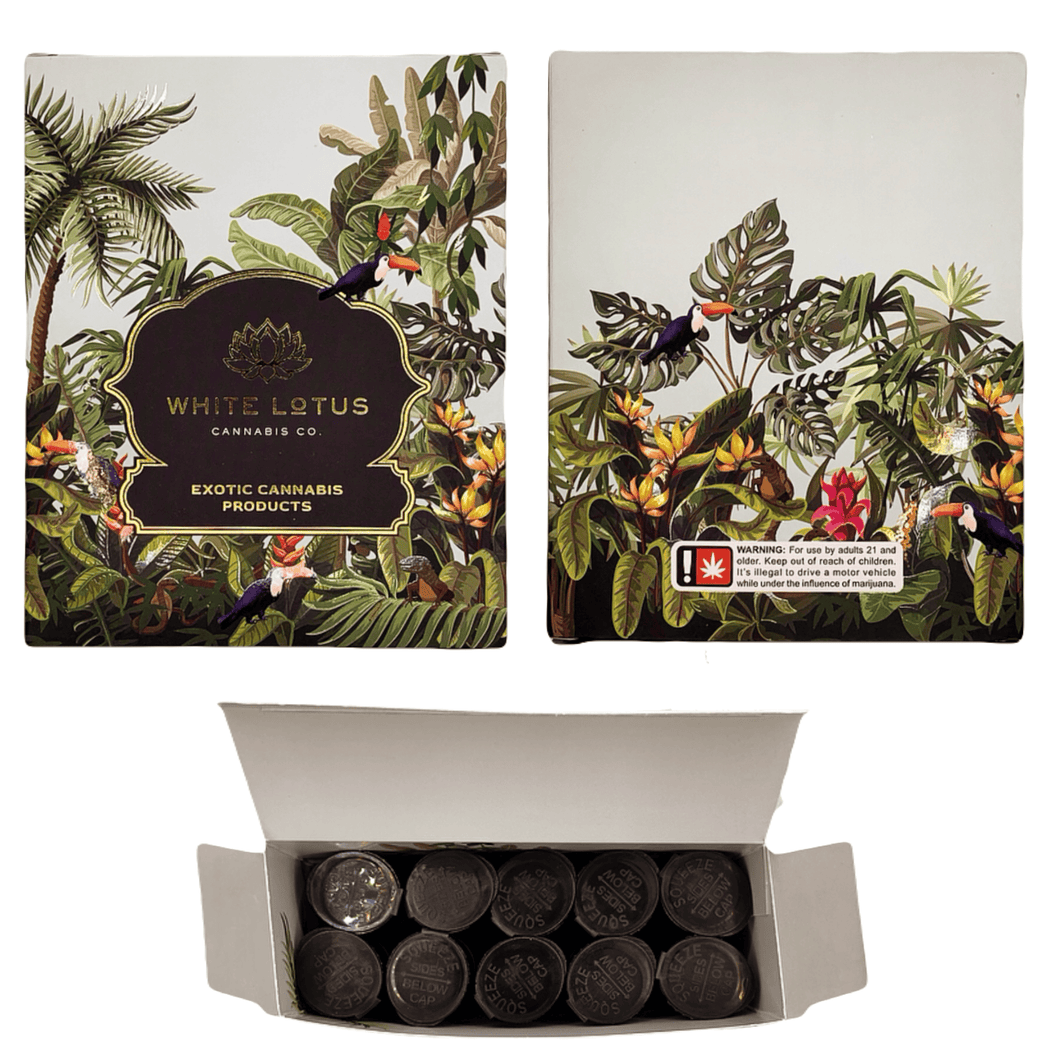 WHITE LOTUS | 10x Doob Tube Box | Pre-Roll Packaging
