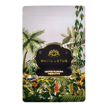 Load image into Gallery viewer, WHITE LOTUS | 28g Mylar Bags | Resealable oz. Barrier Bag Packaging 28 Gram