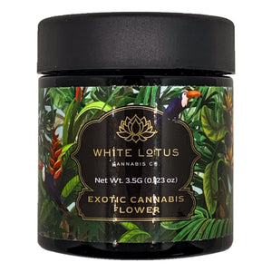 WHITE LOTUS | 3.5g Black Glass Jars | Child Resistant 8th Packaging