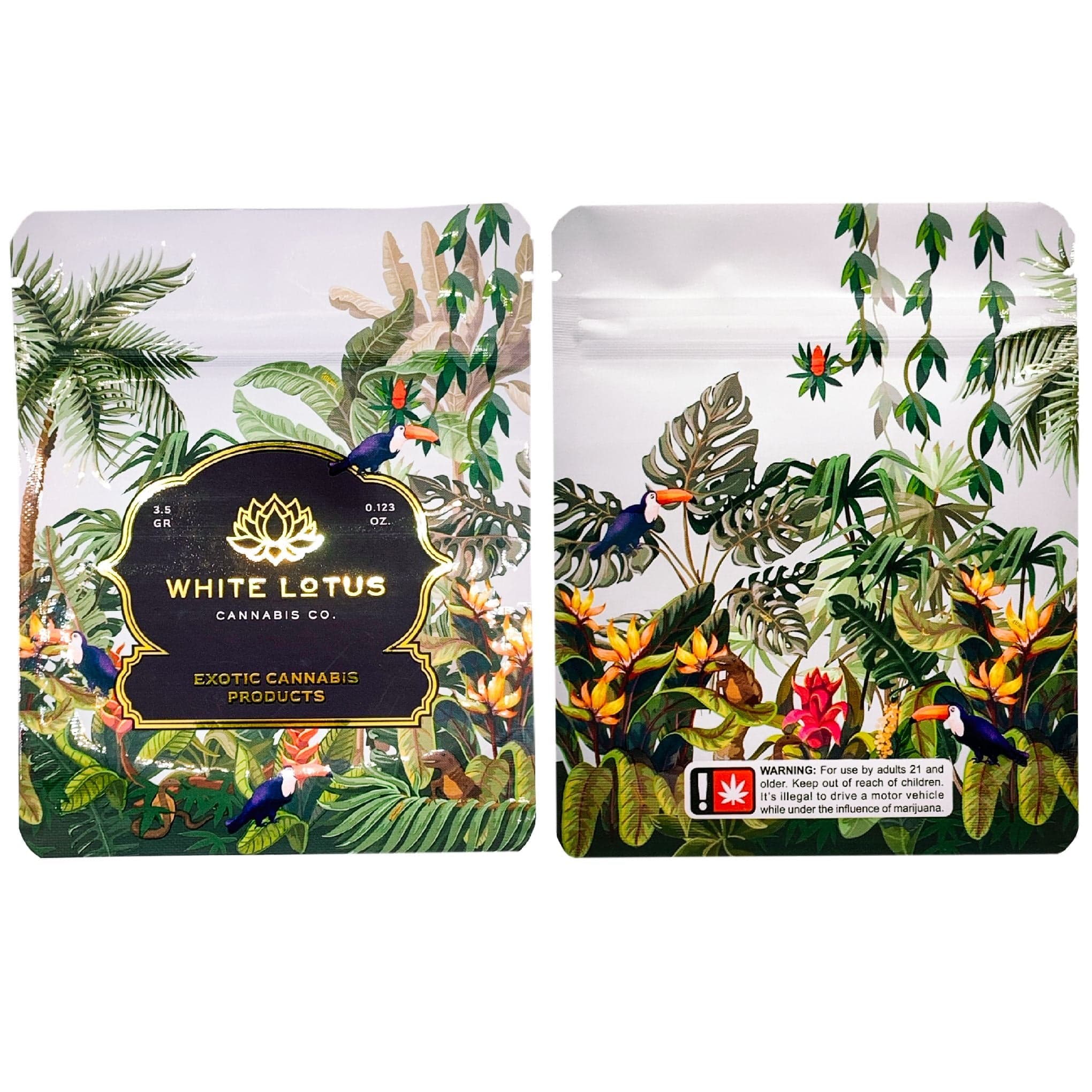 3.5g Mylar Bags | Resealable 8th Bag Packaging | WHITE LOTUS | Creative ...
