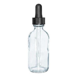 Clear 2 oz Tincture Boston Round Childproof Glass Dropper Bottle