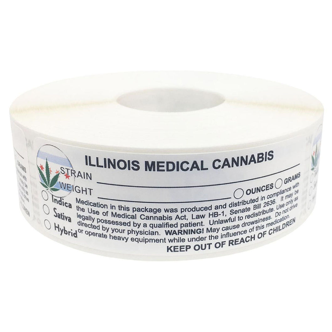 ILLINOIS Cannabis State Warning Label | Strain Label | 3“ x 1“ Sticker