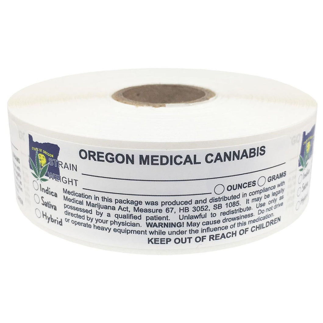 OREGON Cannabis State Warning Label | Strain Label | 3“ x 1“ | 500 Stickers