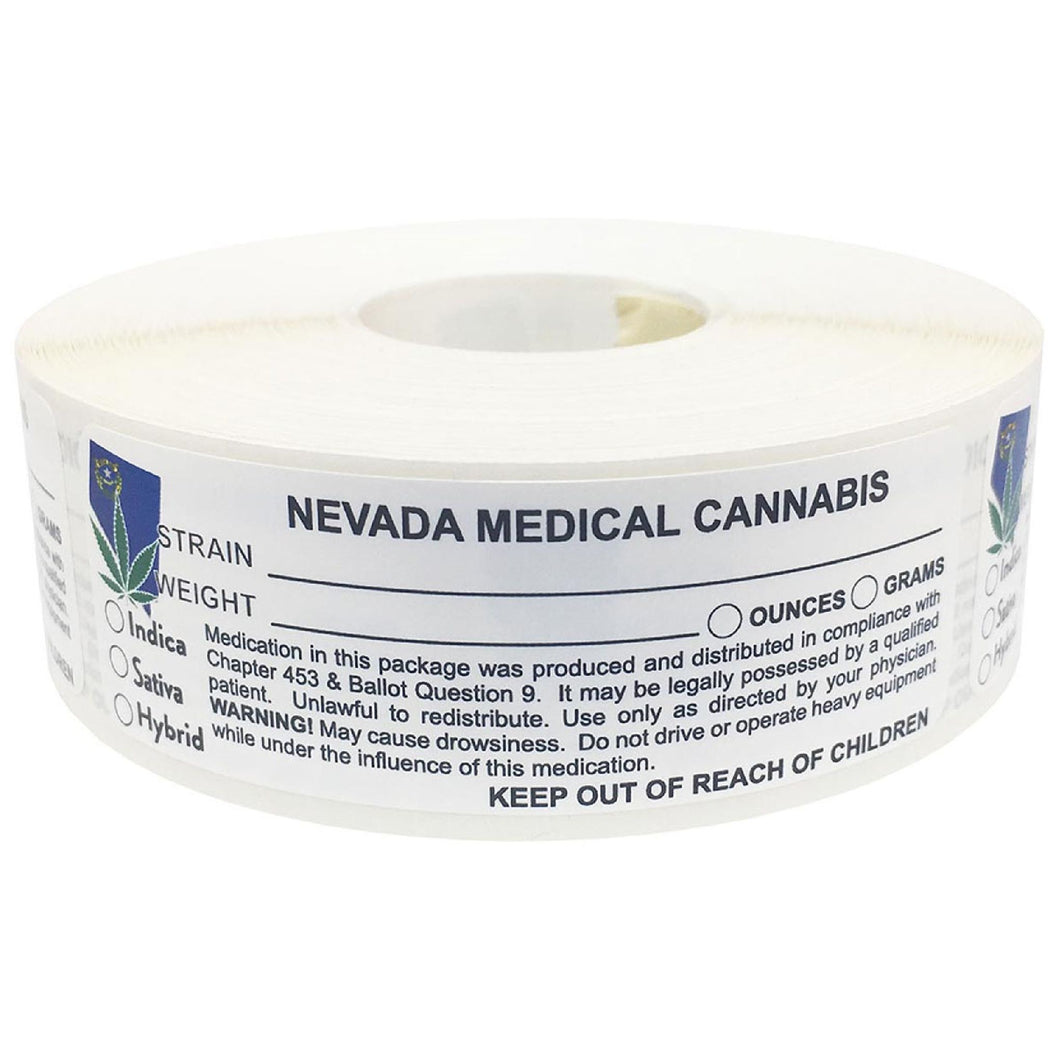 NEVADA Cannabis State Warning Label | Strain Label | 3“ x 1“ | 500 Stickers