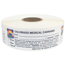 Load image into Gallery viewer, COLORADO Cannabis State Warning Label | Strain Label | 3“ x 1“ | 500 Stickers