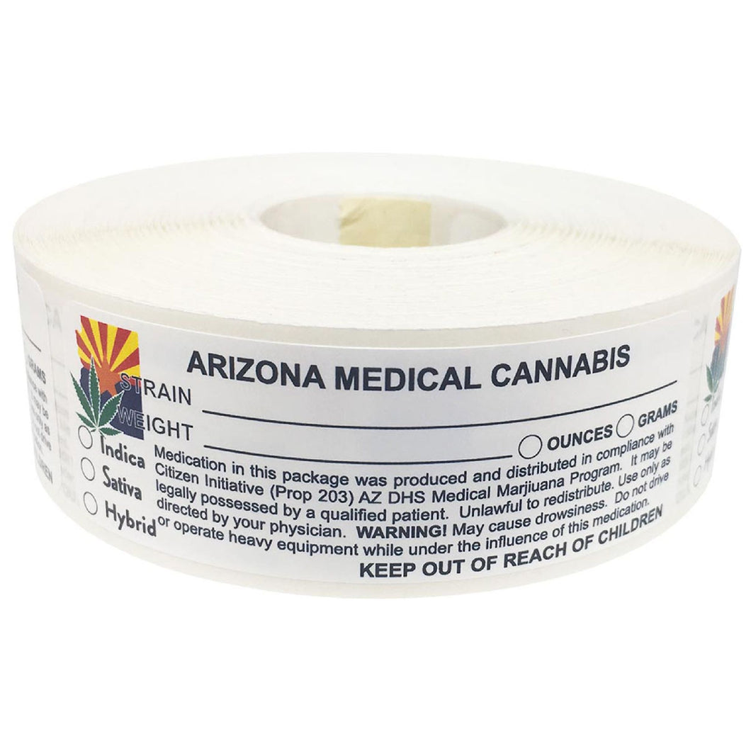 ARIZONA Cannabis State Warning Label | Strain Label | 3“ x 1“ | 500 Stickers