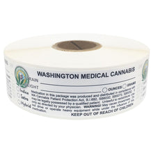 Load image into Gallery viewer, WASHINGTON Cannabis State Warning Label | Strain Label | 3“ x 1“ | 500 Stickers