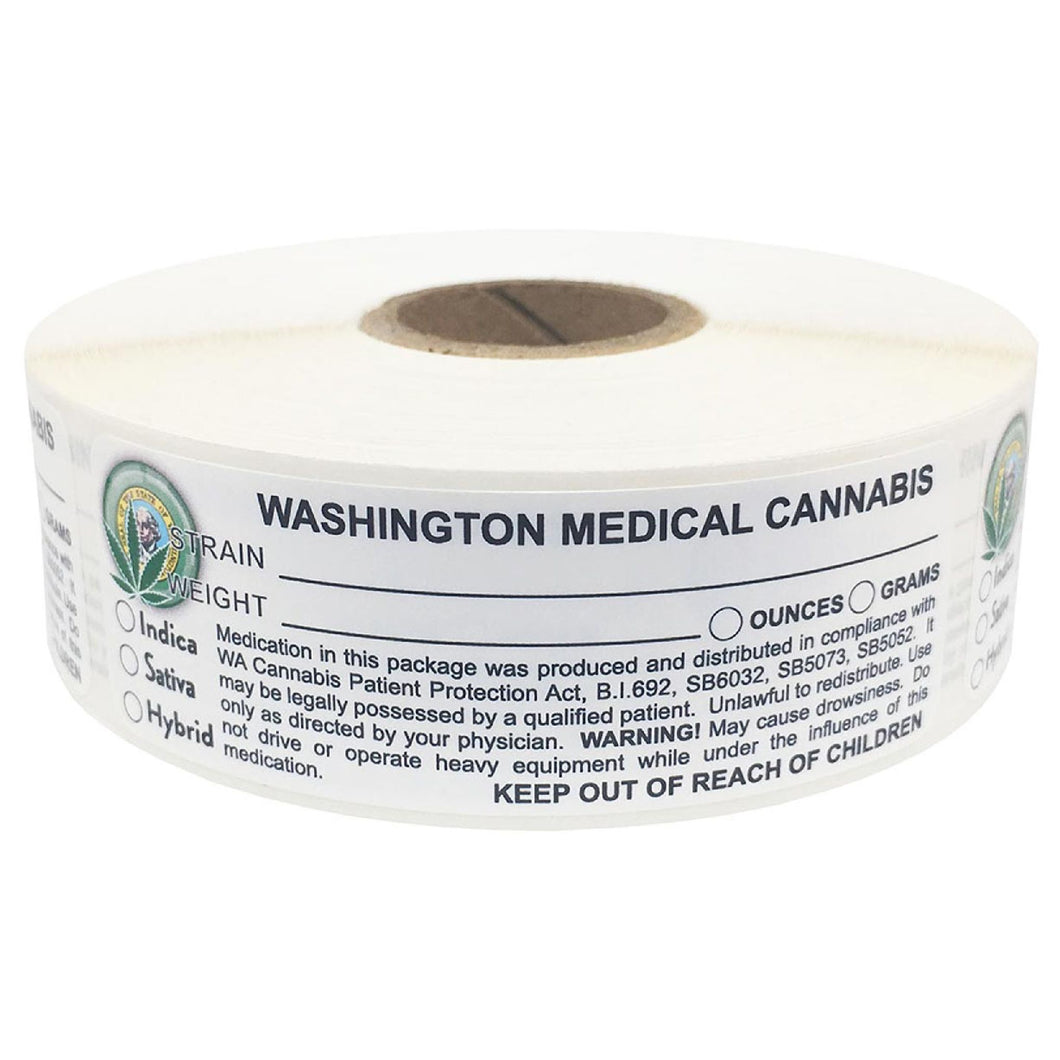 WASHINGTON Cannabis State Warning Label | Strain Label | 3“ x 1“ | 500 Stickers