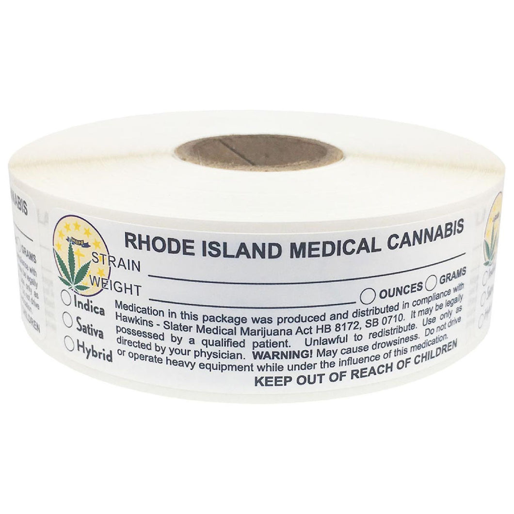 RHODE ISLAND Cannabis State Warning Label | Strain Label | 3“ x 1“ | 500 Stickers