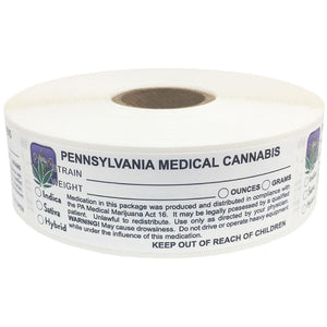 PENNSYLVANIA Cannabis State Warning Label | Strain Label | 3“ x 1“ | 500 Stickers