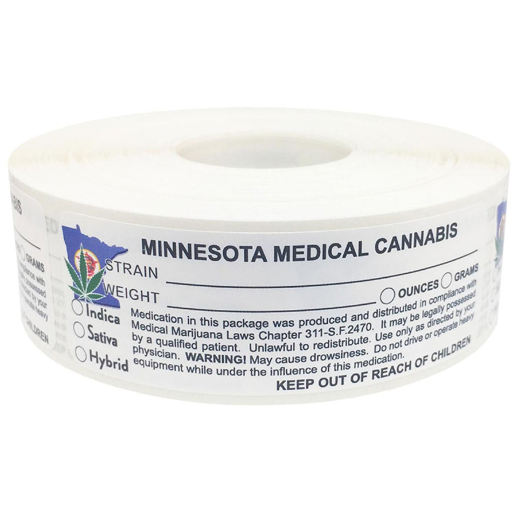 MINNESOTA Cannabis State Warning Label | Strain Label | 3“ x 1“ | 500 Stickers
