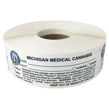 Load image into Gallery viewer, MICHIGAN Cannabis State Warning Label | Strain Label | 3“ x 1“ | 500 Stickers