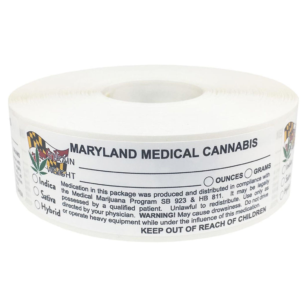 MARYLAND Cannabis State Warning Label | Strain Label | 3“ x 1“ | 500 Stickers