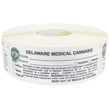 Load image into Gallery viewer, DELAWARE Cannabis State Warning Label | Strain Label | 3“ x 1“ | 500 Stickers