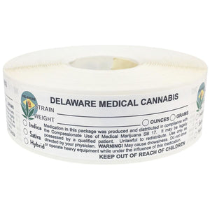 DELAWARE Cannabis State Warning Label | Strain Label | 3“ x 1“ | 500 Stickers