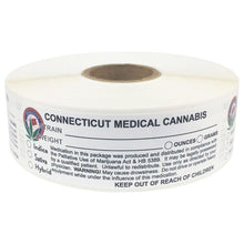 Load image into Gallery viewer, CONNECTICUT Cannabis State Warning Label | Strain Label | 3“ x 1“ | 500 Stickers