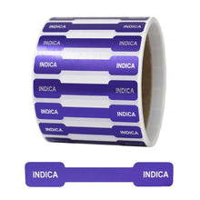 Load image into Gallery viewer, Metallic Purple Indica Cannabis Tamper Labels 0.5 x 2.75″