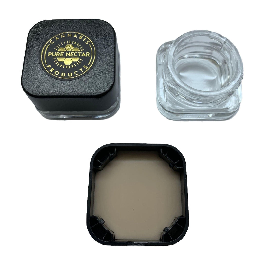 PURE NECTAR Clear 5mL Glass Cube Jar Childproof Lid