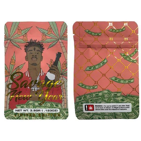 SAVAGE NEW YEAR (Limited Edition) 3.5g Bags Mylar Resealable Barrier Bag Packaging 3.5 Gram