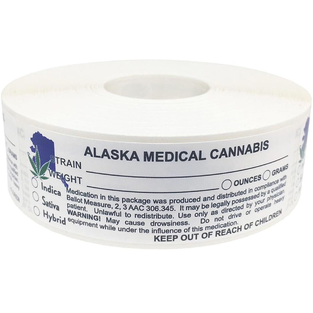 ALASKA Cannabis State Warning Label | Strain Label | 3“ x 1“ | 500 Stickers