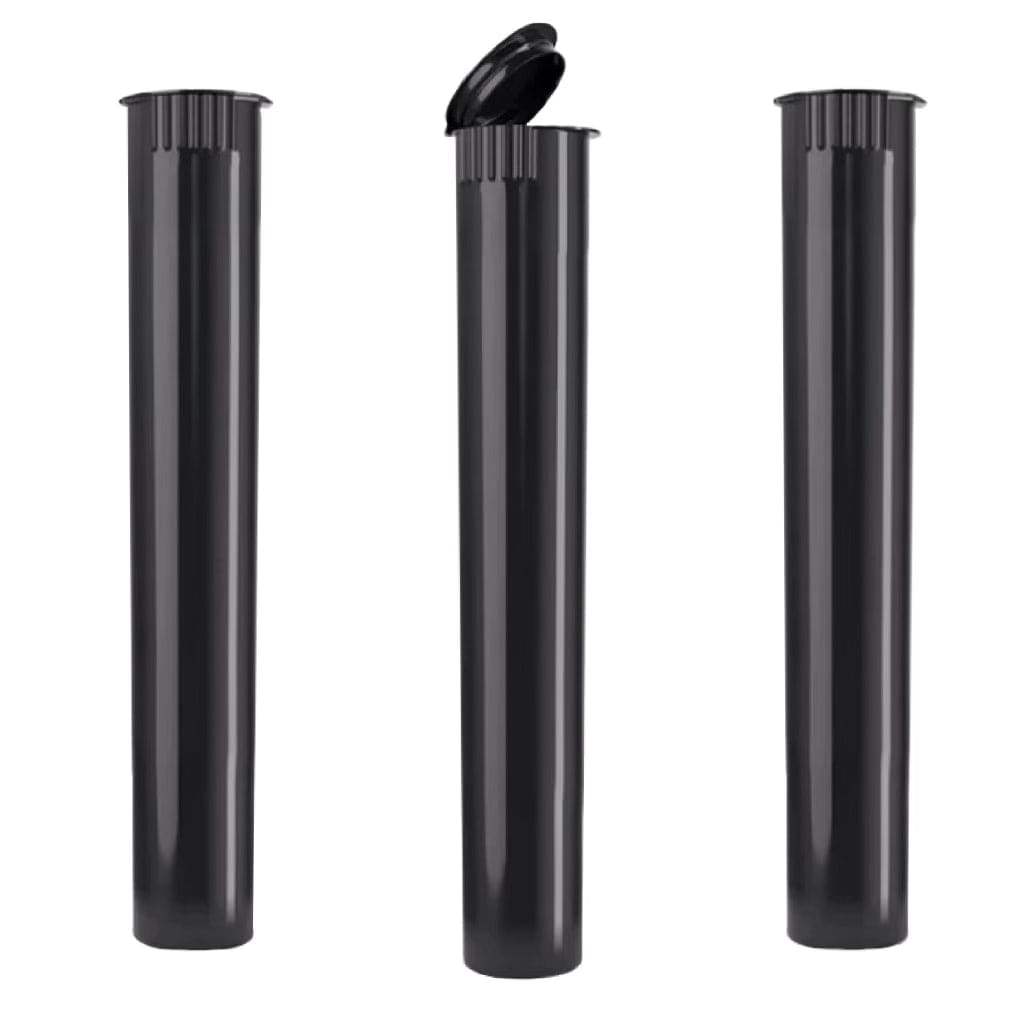 BLACK | 116mm Plastic Pre-Roll Packaging Doob Tube | Child Resistant