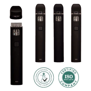 BLACK | Disposable Vape Cartridge | 2 mL Tank | Pre-Heat Button | 500 mAh Rechargeable