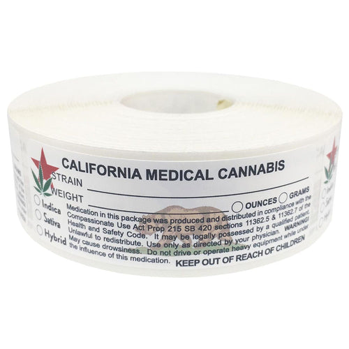 CALIFORNIA Cannabis Bear Warning Label | Strain Label | 3“ x 1“ | 500 Stickers