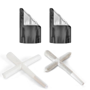 Cross Joint | Refined White | 109mm Pre-Roll Cone | 3 Gram Kingsize | W/ Black Mylar Bags