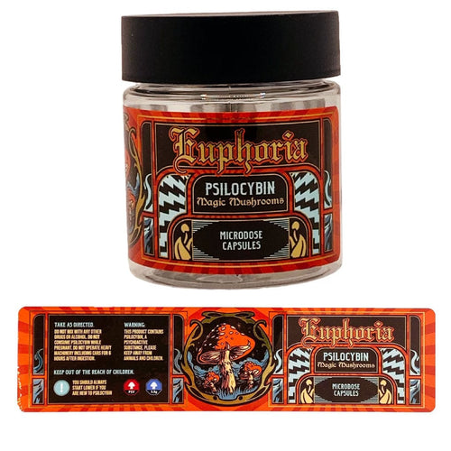 EUPHORIA | Microdose | 4oz Clear Plastic Jars | Child Resistant | Magic Mushroom Packaging