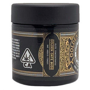 GOLDEN GATE BUDZ | 28g Concentrate Container | Black | Child Resistant Glass Jar | 3oz