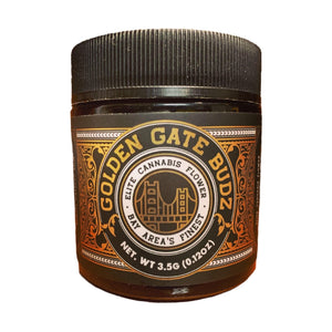 GOLDEN GATE BUDZ 3.5 Gram Black Glass Childproof 3oz 8th Jars