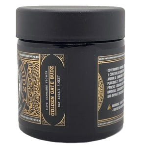 GOLDEN GATE BUDZ | 3.5g Black Glass Jars | Child Resistant 8th Packaging