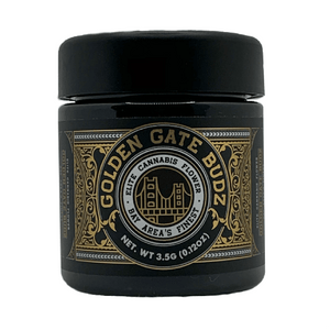 GOLDEN GATE BUDZ 3.5g Black Plastic Childproof 4oz 8th Jars