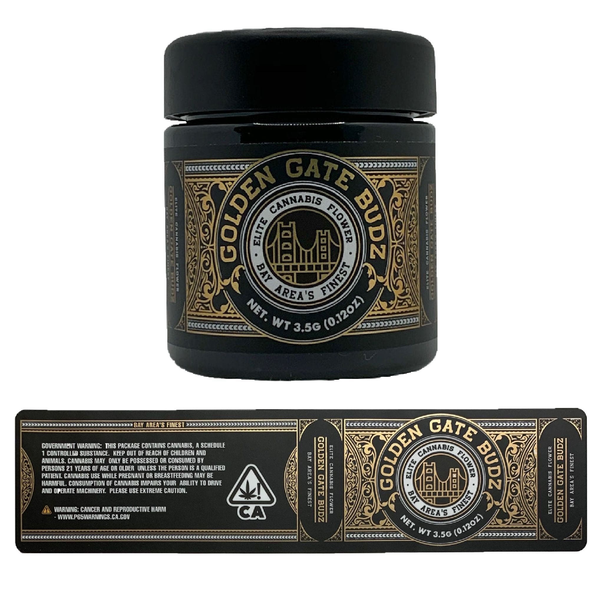 3.5g Black Plastic Jars | Child Resistant 8th Packaging | GOLDEN