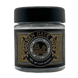 GOLDEN GATE BUDZ 3.5g Clear Plastic Childproof 4oz 8th Jars