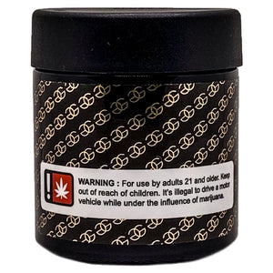 GOLDEN GRAMZ | 3.5g Black Glass Jars | Child Resistant 8th Packaging