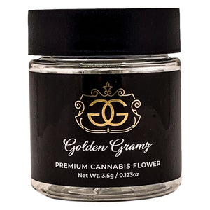 GOLDEN GRAMZ | 3.5g Clear Plastic Jars | Child Resistant 8th Packaging