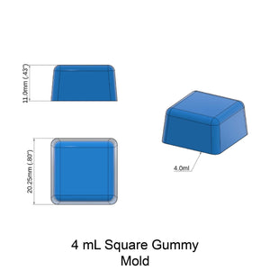 Gummy Edible Mold | SQUARE | 2.5 mL | 3.25 mL | 4 mL | 6 mL | Silicone