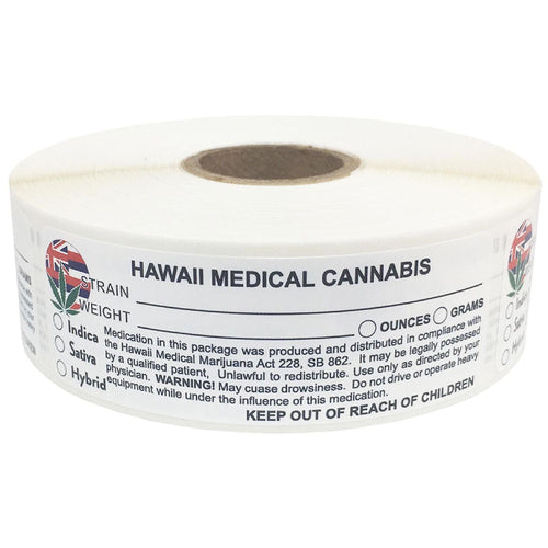 HAWAII Cannabis State Warning Label | Strain Label | 3“ x 1“ | 500 Stickers