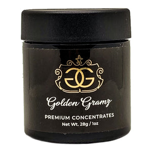 GOLDEN GRAMZ | 28g Concentrate Container | Black | Child Resistant Glass Jar | 3oz