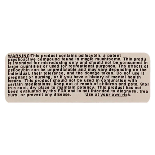Magic Mushroom Warning Labeling Sticker | .75 x 2.25”