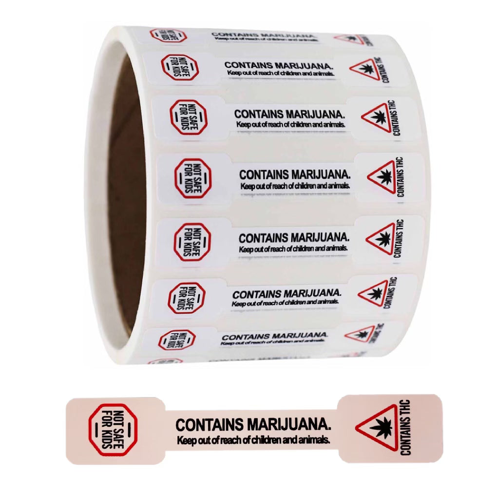 CONTAINS MARIJUANA | Cannabis Tamper Evident Jar Labels | 0.5 x 2.75″