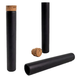 MATTE BLACK | 125mm Glass Pre-Roll Packaging Tube | T-Cork Cap